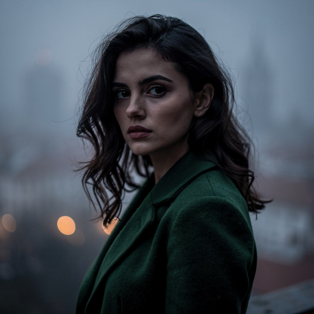 Portrait of a mysterious young Croatian woman in dim lighting